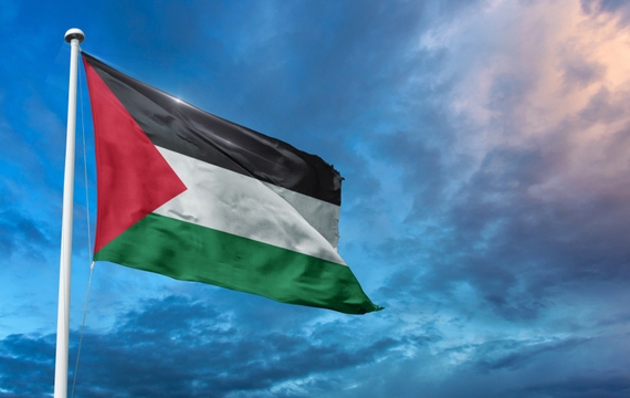 Waving,Flag,Of,Palestine,With,Beautiful,Sky,And,Clouds