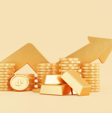 gold-growing-arrow-with-gold-coin-money-stacks-gold-bar-business-finance-savings-investment-concept-background-3d-illustration