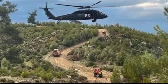 Dağda Kaza Yapan Motosikletli Helikopterle Kurtarıldı