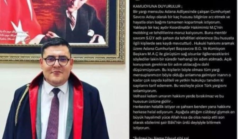 Adana’da Savcı Adayı İntihar Etti: Mobbing İddiaları Gündemde